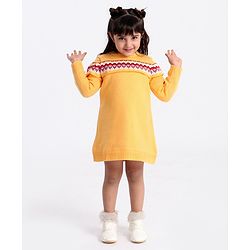 Babyhug Full Sleeves Woollen Sweater Dress  - Sweater