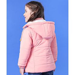 Babyhug Full Sleeves Quilted Hooded Jacket Star Patch - Pink