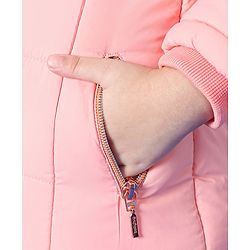 Babyhug Full Sleeves Quilted Hooded Jacket Star Patch - Pink