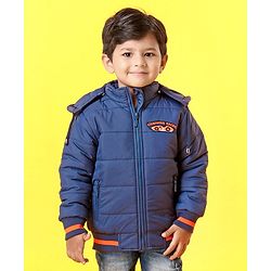 Babyhug Full Sleeves Hooded Padded Jacket - Navy Blue