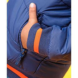 Babyhug Full Sleeves Hooded Padded Jacket - Navy Blue