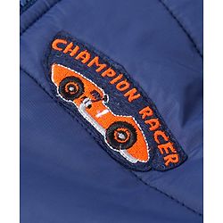 Babyhug Full Sleeves Hooded Padded Jacket - Navy Blue