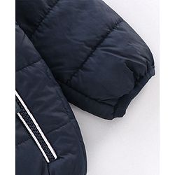 Babyhug Full Sleeves Hooded Padded Jacket Adventure Patch - Red Navy Blue