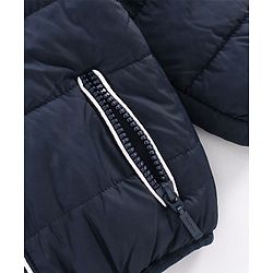 Babyhug Full Sleeves Hooded Padded Jacket Adventure Patch - Red Navy Blue