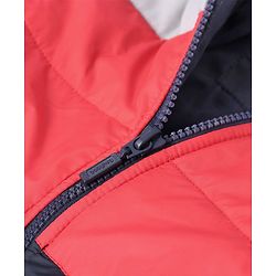 Babyhug Full Sleeves Hooded Padded Jacket - Red Grey