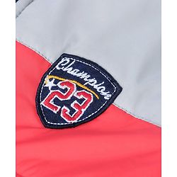 Babyhug Full Sleeves Hooded Padded Jacket - Red Grey