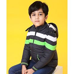 Babyhug Full Sleeves Jacket With Hood - Blue