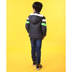 Babyhug Full Sleeves Jacket With Hood - Blue
