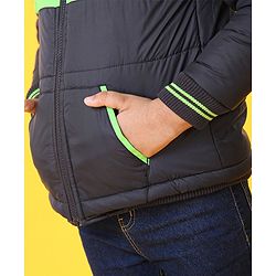 Babyhug Full Sleeves Jacket With Hood - Blue