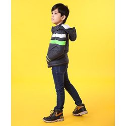 Babyhug Full Sleeves Jacket With Hood - Blue