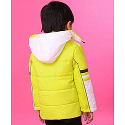 Babyhug Full Sleeves Hooded Padded Jacket Numeric 10 Patch - Green White