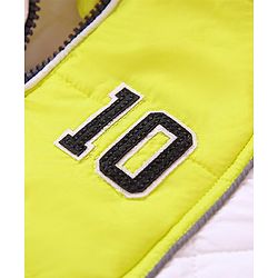 Babyhug Full Sleeves Hooded Padded Jacket Numeric 10 Patch - Green White