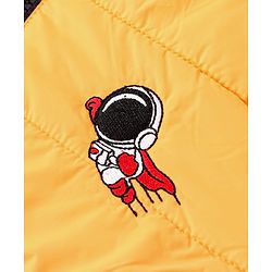 Babyhug Full Sleeves Hooded Jacket Superhero Patch  - Yellow