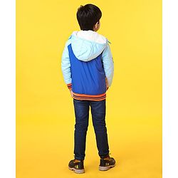 Babyhug Full Sleeves Jacket With Hood - Blue Orange