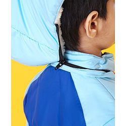 Babyhug Full Sleeves Jacket With Hood - Blue Orange