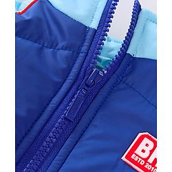 Babyhug Full Sleeves Jacket With Hood - Blue Orange