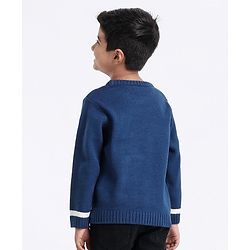 Babyhug Full Sleeves Pullover Sweater Bear Print - Navy