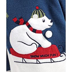 Babyhug Full Sleeves Pullover Sweater Bear Print - Navy