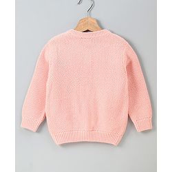Babyhug Full Sleeves Sweater Floral Embroidery - Peach
