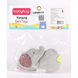Babyhug Elephant & Owl  Clip On Soft Toys Pack of 2 Grey - Height 6.5 cm