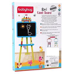 Babyhug 8-in-1 Adjustable Easel Board - Magnetic Whiteboard & Chalkboard with Alpha & Numeric | Hight Adjustable | Educational Toy | Enhances Learning & Creativity | Blue & Green |BIS Certified