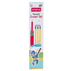 Babyhug Cricket Set - Yellow & Red with Bat, Stump, Bails, Ball & Holder | Cricket Kit for Boys and Girls | Indoor Outdoor Play | Birthday Gift |BIS Certified |