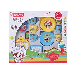 Babyhug Kitchen Tea Party Toy Set of 31 - Pink | Pretend Cooking & Tea Party Playset | Sparks Social Skills & Creative Play | Vibrant  & Child-Safe | Perfect For Gifting | BIS Certified