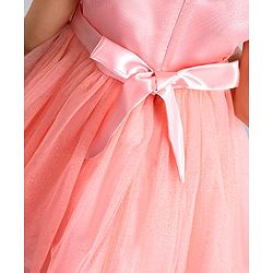 Babyhug Sleeveless Party Wear Ruffled Frock - Peach