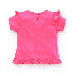 Babyhug Short Sleeves Top Kitty Print - Pink