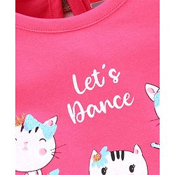 Babyhug Short Sleeves Top Kitty Print - Pink
