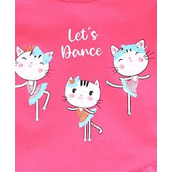 Babyhug Short Sleeves Top Kitty Print - Pink