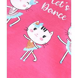 Babyhug Short Sleeves Top Kitty Print - Pink