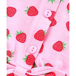 Babyhug Singlet Sleeves Tee Strawberry Print - Pink