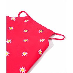 Babyhug Singlet Sleeves Top Floral Embroidered - Red