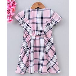 Babyhug Knee Length Frock Checked Print - Pink