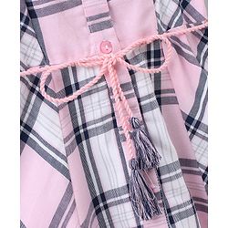 Babyhug Knee Length Frock Checked Print - Pink