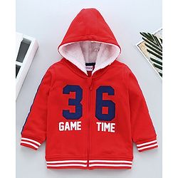 Babyhug Full Sleeves Hooded Jacket Game Time - Red