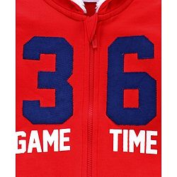 Babyhug Full Sleeves Hooded Jacket Game Time - Red