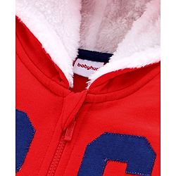 Babyhug Full Sleeves Hooded Jacket Game Time - Red