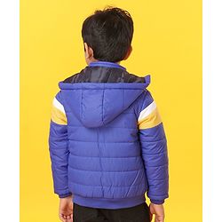 Babyhug Full Sleeves Color Block Hooded Jacket Jacket - Blue