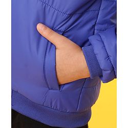 Babyhug Full Sleeves Color Block Hooded Jacket Jacket - Blue