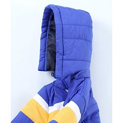Babyhug Full Sleeves Color Block Hooded Jacket Jacket - Blue