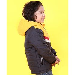 Babyhug Full Sleeves Front Open Sweater - Blue & Yellow