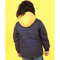 Babyhug Full Sleeves Front Open Sweater - Blue & Yellow