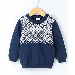 Babyhug Full Sleeves 100% Organic Pullover Sweater - Blue