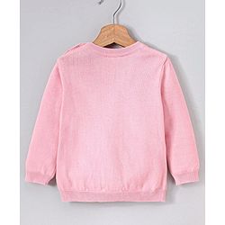 Babyhug Full Sleeves 100% Organic Pullover Sweater Heart Print - Pink