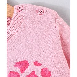 Babyhug Full Sleeves 100% Organic Pullover Sweater Heart Print - Pink