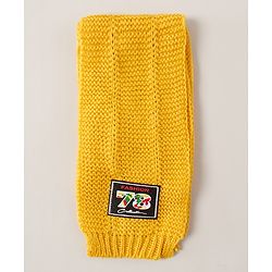 Babyhug Woven Cap with Pom Pom and Gloves Muffler Set - Yellow