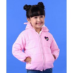 Babyhug Full Sleeves Hooded Padded Heart Patch - Pink