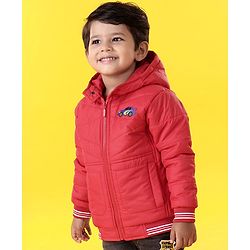 Babyhug Sleeveless Quilted Jacket with Badge - Red